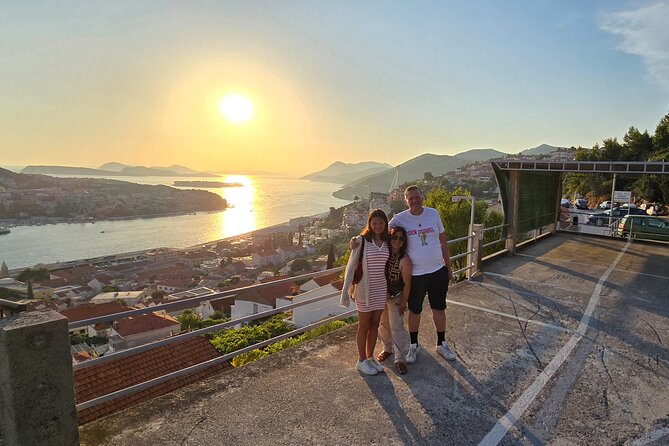 Dubrovnik Sunset Tour with Scenic Views and Local Wine - Hotel Adria viewpoint: islands, port, and coastal suburbs