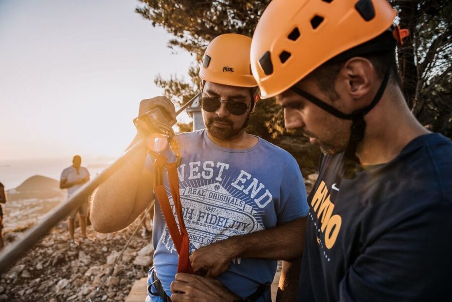 Dubrovnik: Sunset Zip Line Experience Followed by Wine - Getting comfortable with the equipment