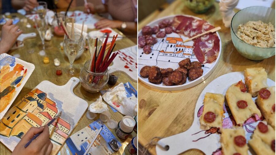 Paint, Sip, and Savor Local Flavors: Unique Local Experience - Painting a serving board in the heart of Old Town Dubrovnik