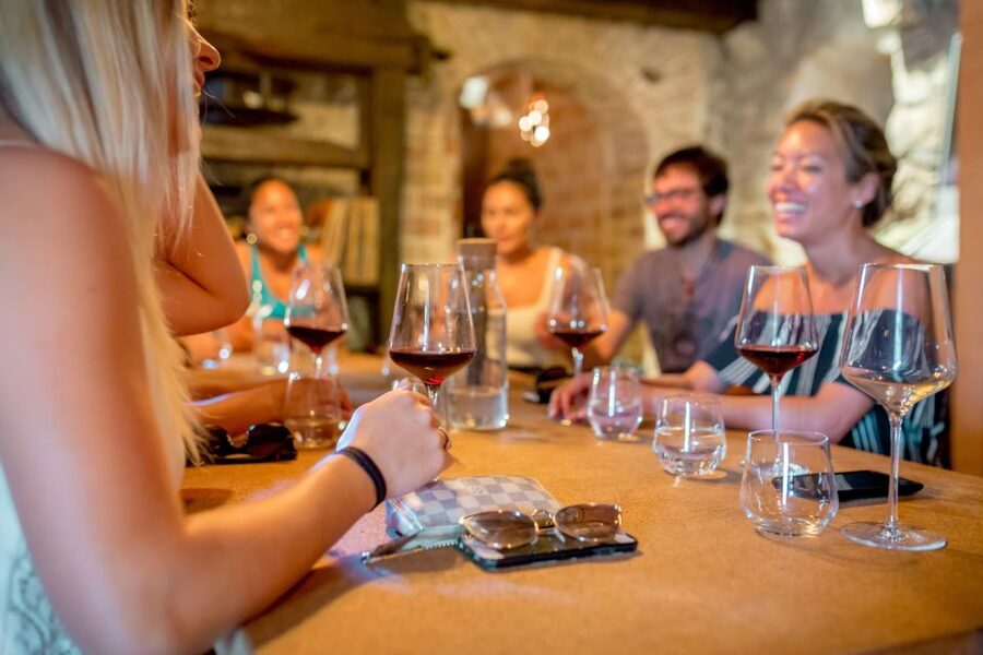 Pelješac Full-Day Wine and Food Tour from Dubrovnik - First winery: local bottles, olive oil, and steep hills