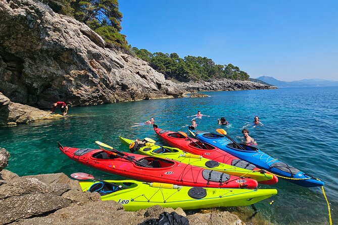Sunset Sea Kayaking and Wine Dubrovnik - Swimming, snorkeling, and cliff jumping at the cave